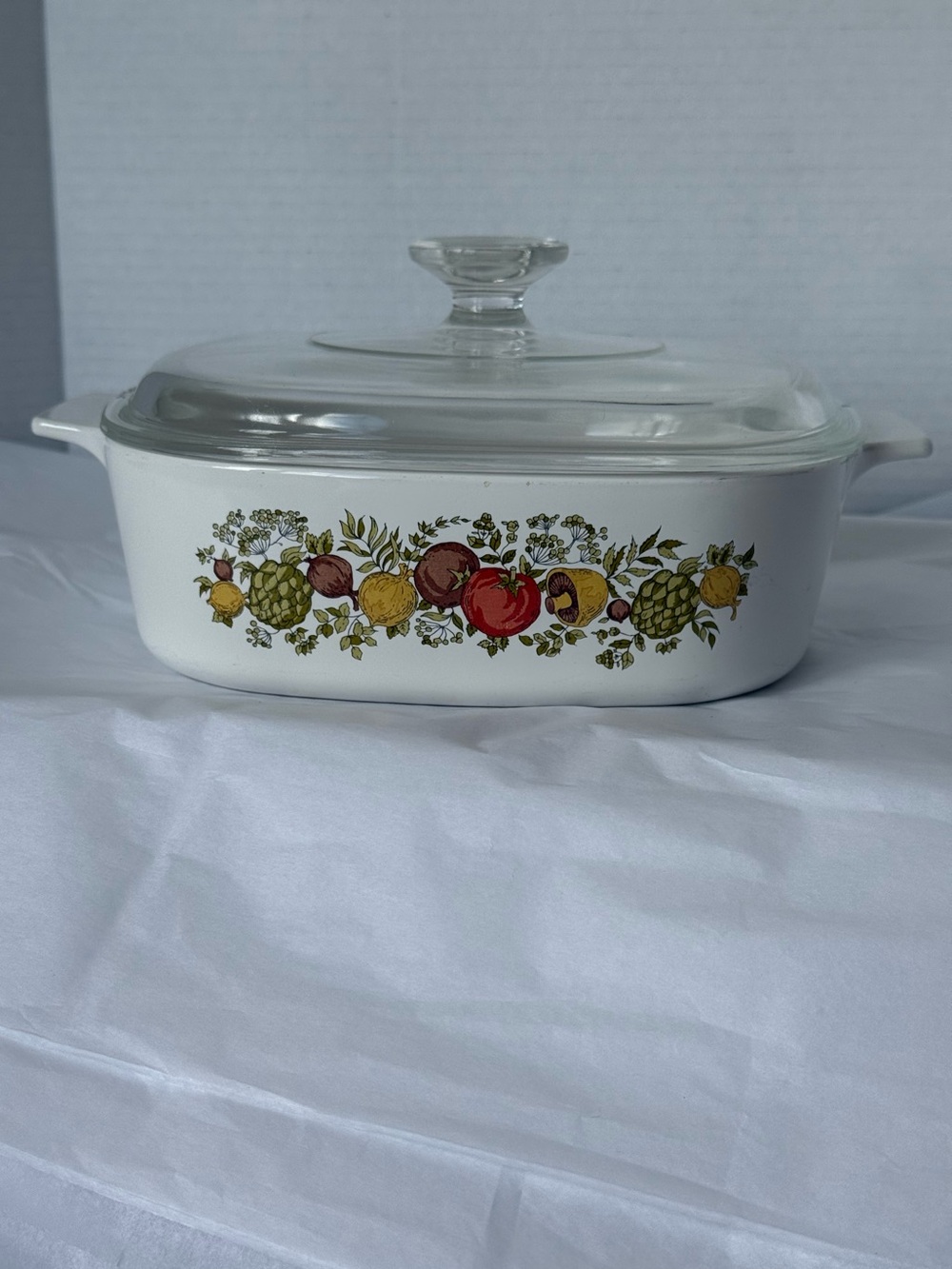 Vintage Corningware "Spice o' Life" 2L Casserole Dish with Glass Lid Model A-2-B
